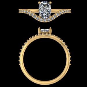 แหวนหมั้นเพชรทรงคุชชั่นคัทลายเชฟรอน 1.75 กะรัต ทองคำขาว 18k รูปตัววี ประดับเพชรแบบฝัง แหวนแต่งงาน เครื่องประดับหรูหราสำหรับเจ้าสาว - Product Image 3