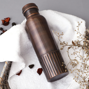 Pure Copper Water <b>Bottle</b> With Honeycomb Textured Embossed Grip Band Handcrafted Natural Copper Water <b>Flask</b> - Product Image 6