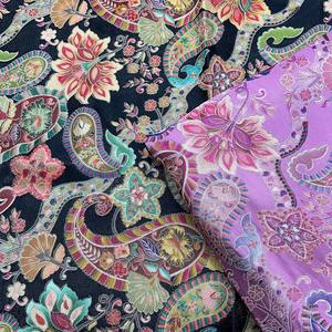 Heavy Embroidered Crepe <b>Fabric</b> Dyed Floral Paisley Woven Textile Quick Dry Breathable <b>Medium</b> Weight for Garment - Product Image 1