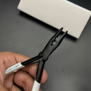 Matte Black 2 Hole Hair <b>Extension</b> Plier Custom Logo Stainless Steel with White Grip On Handle Micro <b>Beads</b> Plier - Product Image 4