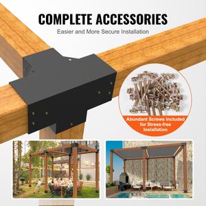 Kit Staffa Angolare a 4 Vie Rinforzata 6FT X 6FT per Lavori in Legno Fai-da-te, Base per Palo, Facile Installazione per Pergola, Gazebo, Padiglione (Misura Interna) - Product Image 6