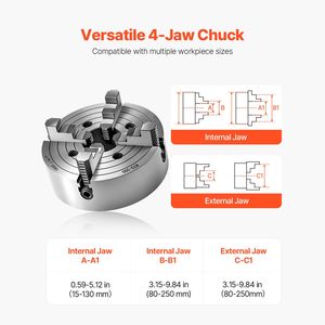 10 (250 Mm) Reversible Jaws 4 Jaw Lathe Drill Chuck with <b>T</b> <b>Key</b> Fixing Screws 0.6 9.84 (15 250 Mm) Clamping Range - Product Image 4