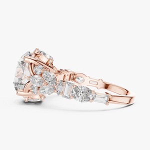 Bague ethnique ronde en diamant, plaquée or 18 carats et rhodium, certifiée IGI, élégante, bijoux de luxe pour femmes, bague de fiançailles - Product Image 2