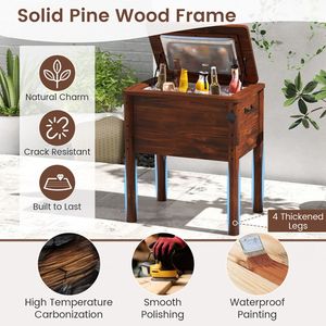 1 raffreddatore per patio in legno con 3 maniglie e apribottiglie per l'intrattenimento all'aperto - Product Image 6