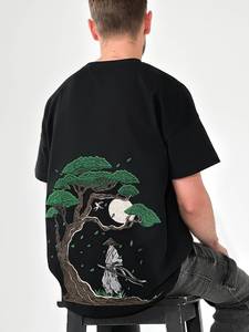 Camiseta Bordada con Diseño de Cuchillas y Flores - Algodón Grueso de 280 g/m² - Unisex - Product Image 4