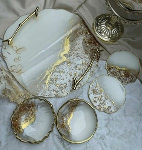 Superior Resin Serving Tray Contemporary Design Perfect for Dining Tables Coffee <b>Stations</b> and Home Decor - Product Image 1