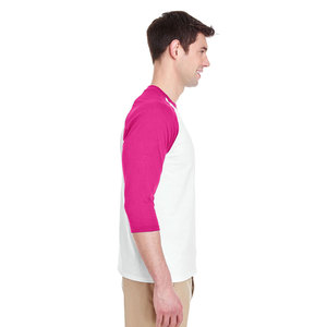 เสื้อผู้ชายสีขาวชมพู แขนยาว 3/4  คอกลม ทรงหลวม สวมใส่สบาย ผ้าฝ้าย 100% สีพื้น ผ้าเจอร์ซีย์ถัก  ยับยาก น้ำหนัก 320 กรัม - Product Image 2