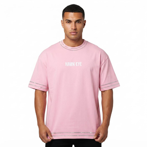 T-shirts en coton pour hommes, surdimensionnés, à épaules tombantes, de haute qualité, avec strass, vente en gros personnalisée - Product Image 1
