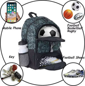 Camo Sports Bag with Ball Carrier High Capacity Basketball <b>Backpack</b> Featuring Reflective Strips and Mesh Pockets - Product Image 5