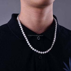Luxury Moissanite Diamond Necklace in 925 Sterling Silver Featuring Brilliant Round <b>Cut</b> <b>Stones</b> <b>for</b> Retailers - Product Image 1