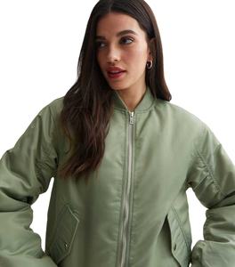 Blousons bombardiers à manches longues fermeture à glissière blousons bombardiers teints en vert manchette élastique personnalisée blousons bombardiers Streetwear pour femmes - Product Image 3