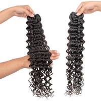 Extensions de cheveux humains vierges bruts à ondulations profondes, doux, double épaisseur, trame machine, en lots