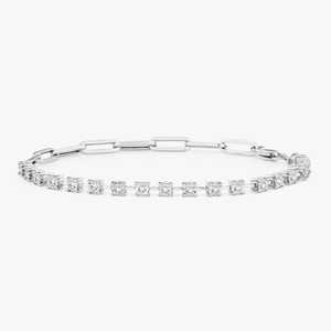 Pulsera de Diamantes Cultivados en Laboratorio con Diseño de Media Cadena de Tenis y Media Cadena de Clip, Cadena de Eslabones de Oro Sólido de 14K y 18K, Ajustable de 7 Pulgadas, Pulseras Delicadas y Elegantes - Product Image 3