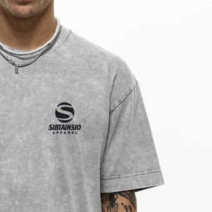 T-shirt délavé pour homme, coupe ample décontractée, style streetwear hip-hop, noir, manches courtes, pour homme et femme - Product Image 2