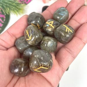 Labradorite Rune Stone <b>Set</b> Futhark <b>Crystal</b> Engraved Muntaha Agate Love & Mascot Feng Shui Style Premium Handmade Healing Stone - Product Image 1