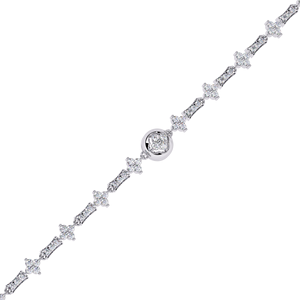 Pulsera de Moissanita Chapada en Oro Blanco, Corte Brillante Redondo, Cadena de Eslabones Geométricos, Joyería para Mujer - Product Image 2