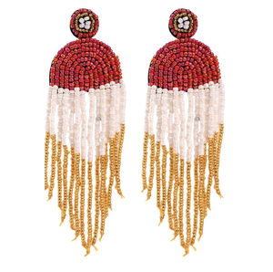 Boucles d'oreilles uniques en forme de flocon de neige, brodées de perles colorées, style fait main, pour Noël, par MULTI CRAFT - Product Image 4