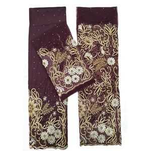 Telas de Seda Cruda de Alta Calidad Estilo ASOEBI Africano, Encaje Nigeriano Hecho a Mano, para Vestidos de Novia - Product Image 4