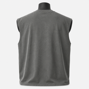 Débardeurs gris unis pour hommes très demandés, 100 % coton, tissu léger, avec services OEM et ODM. - Product Image 5