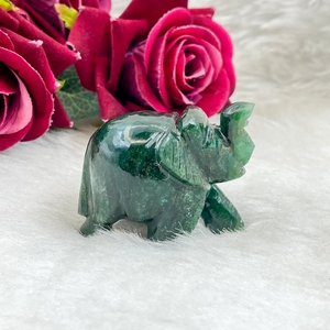 Green Jade <b>Elephant</b> Hand Carved Natural Gemstone Figurine Wealth Protection Feng Shui Decor Collectible Wholesale Rajasthan - Product Image 4