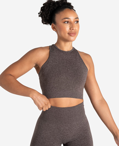 Ensemble de yoga 2 pièces gris pour femme de qualité supérieure, taille mi-haute, sans couture, débardeur court dos nageur et short, en polyester/coton, couleur unie, 180g - Product Image 2