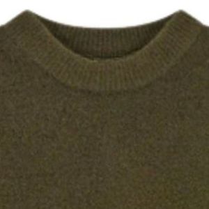 Pull en tricot kaki, coton doux de qualité supérieure, coupe décontractée confortable, manches longues, vêtement décontracté pour un confort quotidien - Product Image 4