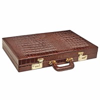 Coffret de Backgammon Pliable de Luxe Écologique et Durable, Grande Taille, Couleur Personnalisée, Plateau en Cuir de Crocodile, Pions de 44 mm