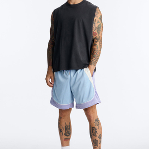 <b>High</b> Quality Custom Logo Vintage Double Layers Canvas Mid <b>Knee</b> Length Quick Dry Breathable Drawstring Striped Mesh Shorts Men - Product Image 6