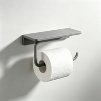 Porte-rouleau de papier toilette mural en alliage d'aluminium courbé sur mesure avec étagère, support de papier hygiénique pour salle de bain, OEM ODM, quincaillerie domestique