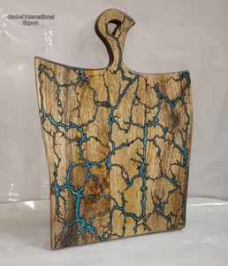 Tabla de cortar de resina azul y madera hecha a mano de lujo, tabla de servir de charcutería de queso Premium para Cocina - Product Image 1