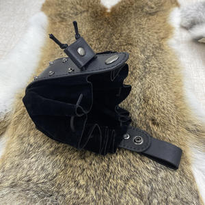 Vintage Medieval Style <b>Leather</b> Drawstring Bag Pu <b>Leather</b> Dice Bag with <b>Rivets</b> & Belt Vampire Characters - Product Image 5