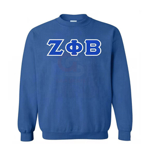 Sweat-shirt d'hiver à col rond pour femme avec lettres grecques Zeta Phi Beta, lettrage en chenille, mélange de coton, manches tombantes, logo frontal - Product Image 2