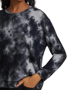 Sweat-shirt à col rond tie-dye noir et gris, effet marbré, unisexe, pour hommes et femmes, style grunge streetwear, en coton molletonné, personnalisable OEM - Product Image 5
