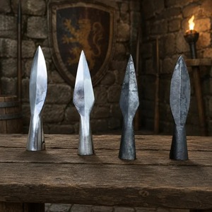 Pointe de flèche traditionnelle en métal massif à visser, en acier, pour lance décorative en fer Viking en carbone, usage de chasse - Product Image 3