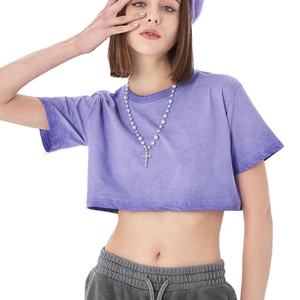 T-shirt court dégradé pour femme, manches courtes, en coton, style décontracté streetwear, mode été - Product Image 1