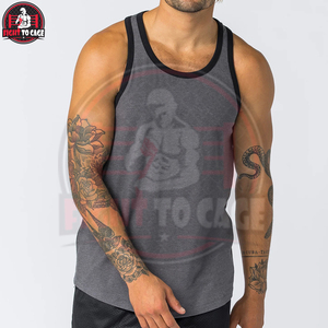 Latest With Black Colored Rib Style O Neck Lightweight Fabric Easy To Wear For Wholesale Rate New Arrival Trendy Fitness <b>Singlet</b> - Product Image 2