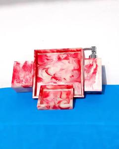 Juego de Accesorios de Baño de Resina Rectangulares Modernos de Lujo Hechos a Mano, Impermeables, de 4 Piezas, con Bandeja, Dispensador de Jabón y Vaso - Product Image 5