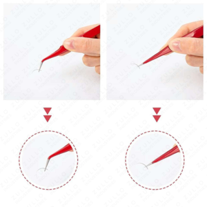 Pince à épiler professionnelle Zullo Industries en acier inoxydable rouge à pointe lisse pour extensions de cils, antistatique, pointe de précision pour volume - Product Image 4