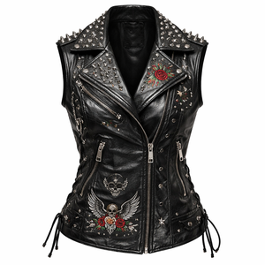 Veste en cuir cloutée sur mesure pour femmes - Vente en gros, directement de l'usine, fournisseur OEM - Product Image 1