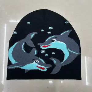 Gorro de Punto con Diseño Personalizado de Delfín, Unisex, Gorro de Invierno para Adultos, 100% Acrílico, Tejido a Máquina, Estilo Casual - Product Image 3