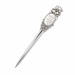 Ouvre-lettre antique gravé sur mesure |   Ouvre-enveloppe élégant en métal avec impression UV |   Cadeau de mariage pour les invités et les demoiselles d'honneur - Product Image 1