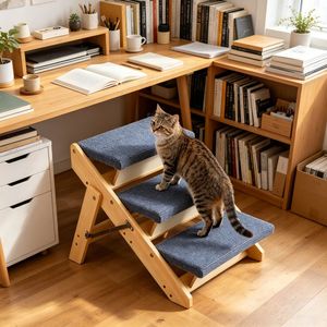 Scala Ovale per Animali Domestici con Funzione Antiscivolo, Schiuma Memory e Rivestimento Rimovibile, Impermeabile e Lavabile per Soggiorno, Camera da Letto e Armadio - Product Image 6