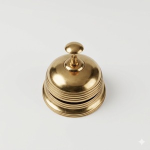 Campana de Servicio de Latón Macizo Hecha a Mano, Campana de Recepción de Hotel de Metal de Primera Calidad, Acabado Dorado Pulido, Campana Decorativa de Mesa - Product Image 1