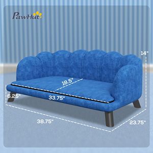 Collezione Autunnale: Divano per Animali Domestici Blu Scuro con Design a Perle per Cani di Taglia Media e Grande, Gambe in Legno Massello con Cuscino per Piccoli Animali - Product Image 3