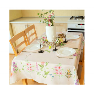 Luxurious Floral Tasselled GOTS Certified 100% Cotton Embroidered Tablecloth 52x70 Inches Great for Special Celebrations & Event - Product Image 5