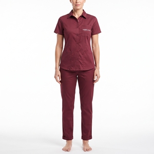 Blouse médicale pour femme à manches courtes, boutonnée sur le devant, uniforme d'infirmière avec poches, vêtement de travail léger et respirant - Product Image 1
