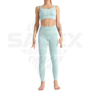 Service OEM, Vente Directe Usine, Fabrication au Pakistan, Ensembles de Leggings et Soutiens-Gorge de Yoga Personnalisés, Design Coloré, Taille Haute Élastique, Fermeture Avant - Product Image 1