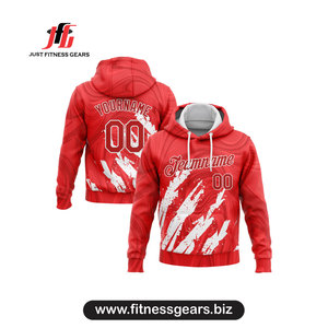 Sweat-shirt à capuche bleu personnalisé avec nom et numéro, impression par sublimation, coupe classique, design sportif avec poche, vêtement d'automne - Product Image 2