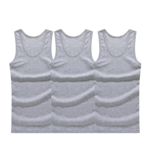 Débardeur en tricot gris uni pour homme, col rond, respirant, décontracté, sans manches, 100% coton - Product Image 3