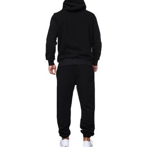 Ensembles de survêtements personnalisés en molleton brossé noir uni, comprenant un sweat à capuche lourd et un pantalon de survêtement fuselé, chauds et de style vintage - Product Image 2